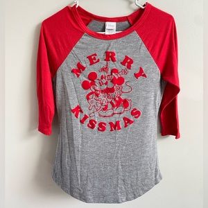 Disney Mickey Mouse Christmas 3/4 Sleeve Top